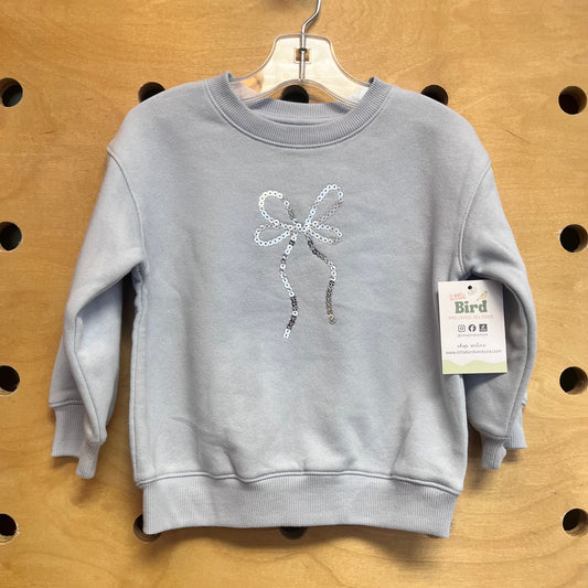 Blue Sequin Bow Pullover