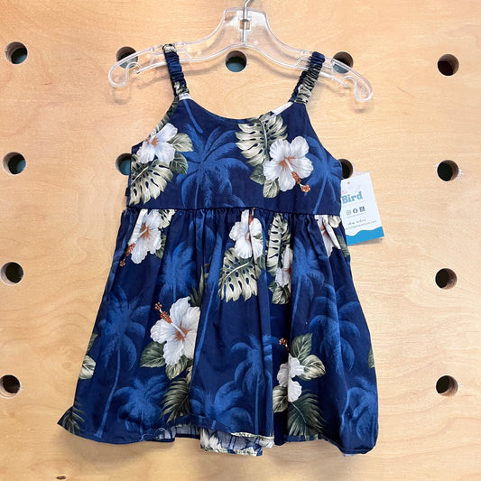 Blue Tropical Hibiscus Dress