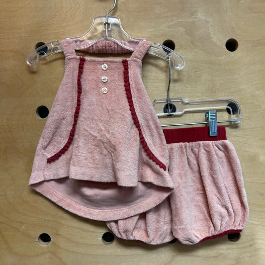 Organic Pink Terry Halter Outfit