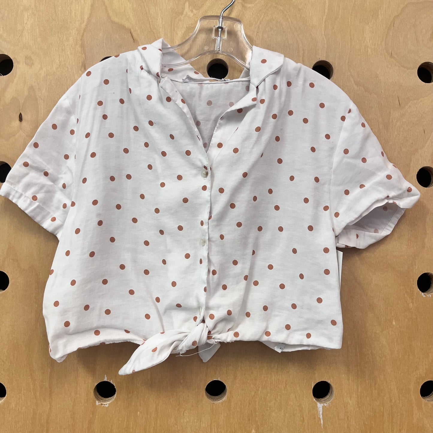 White + Clay Button Tie Top