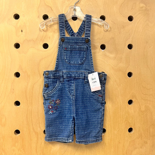 Embroidered Denim Overalls