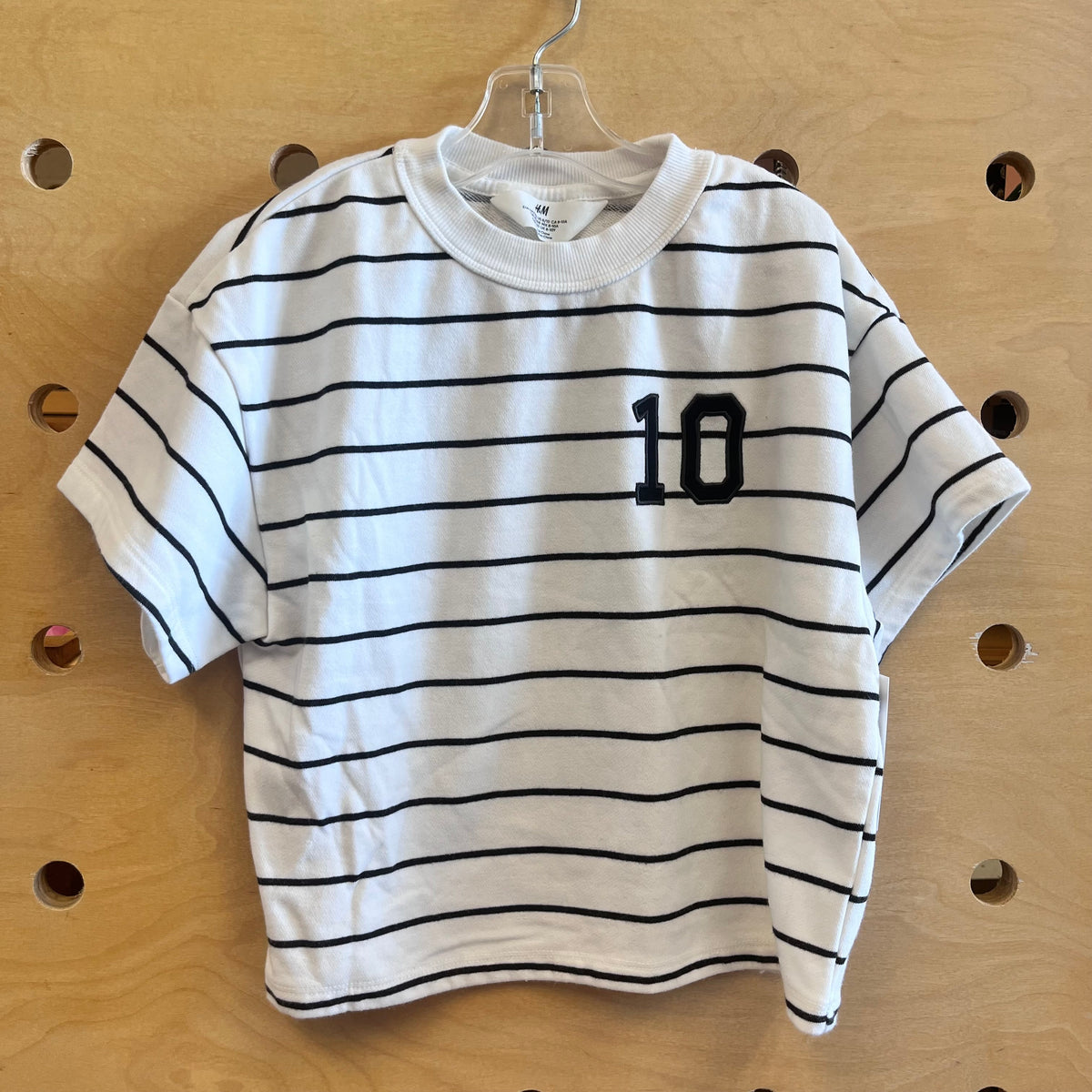 White/Black Striped 10 Tee