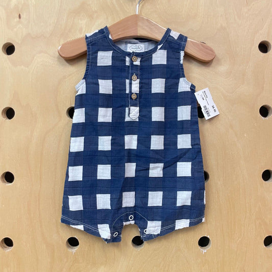 Blue & White Gauze Romper