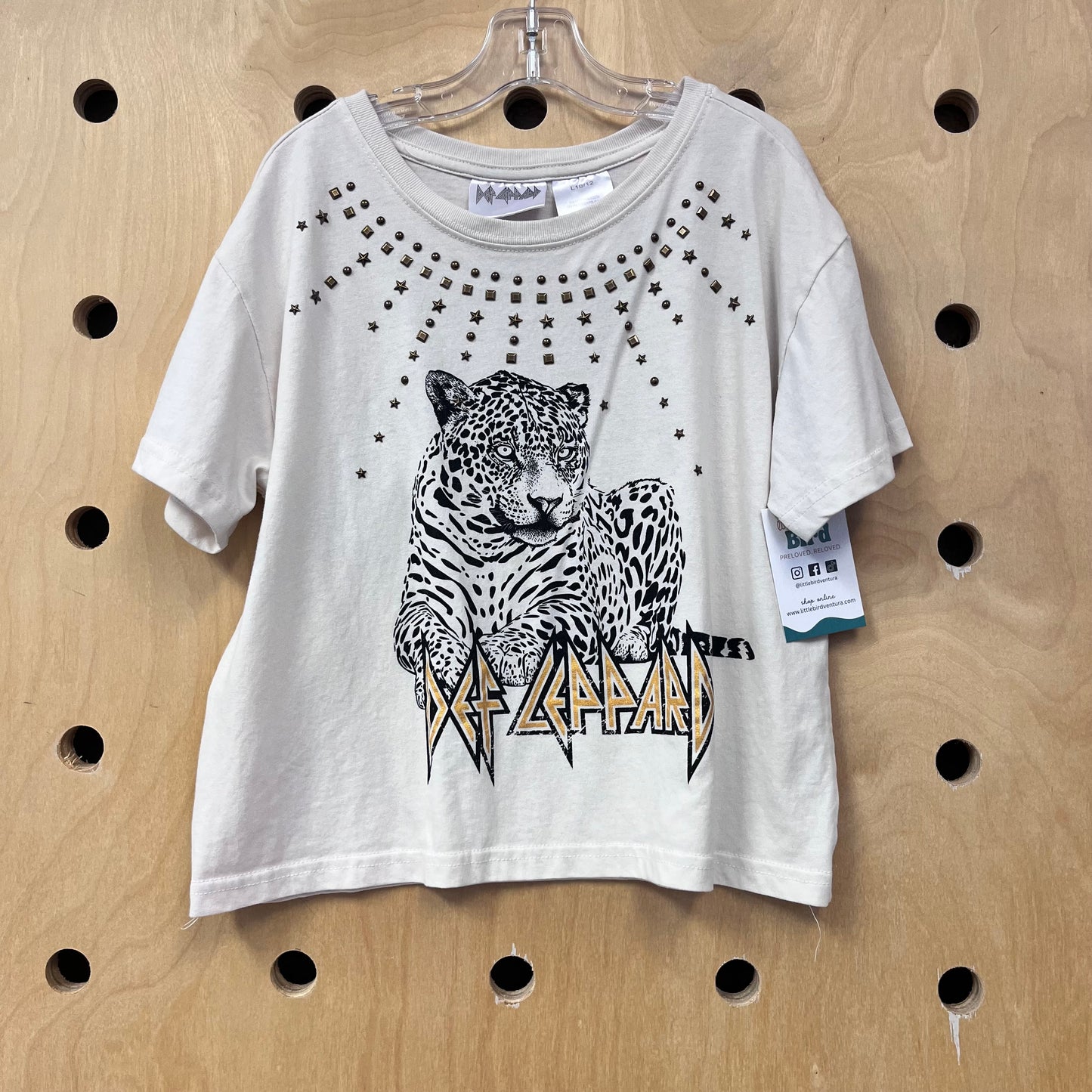 Cream Def Leppard Crop Tee