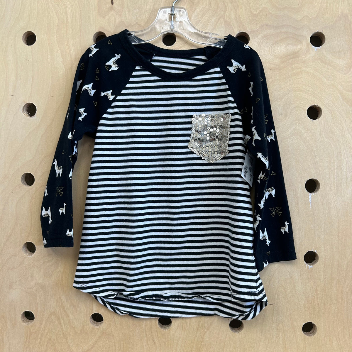 Black Striped Alpaca Sleeve Tee