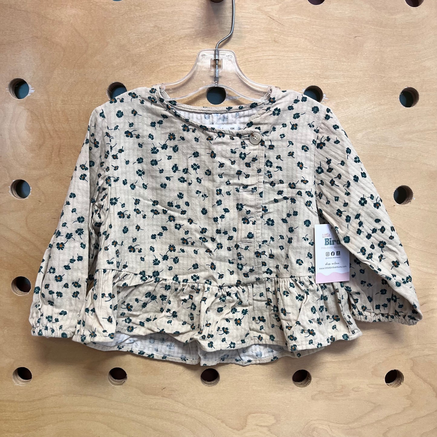 Cream/Green Floral LS