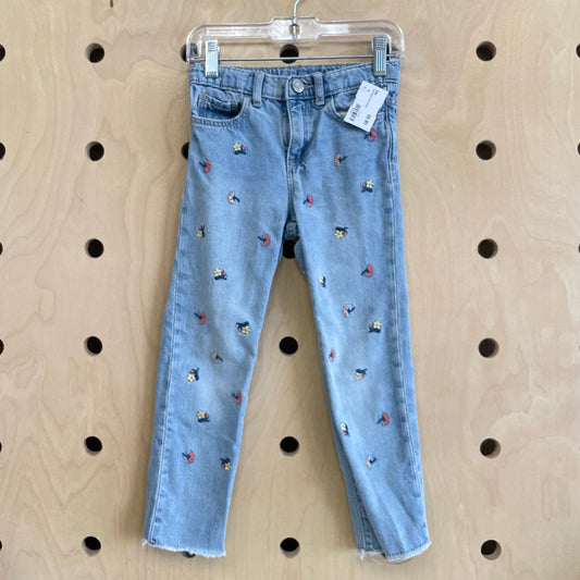 Embroidered Floral Denim