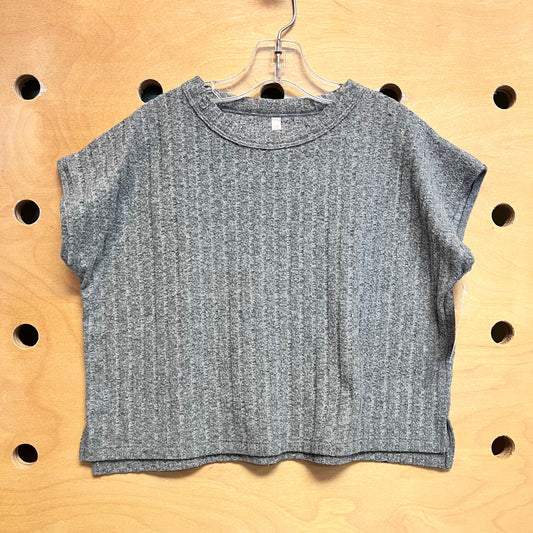 Heathered Grey Ribbed Boxy Top