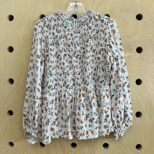 Cream Floral Smocked Top