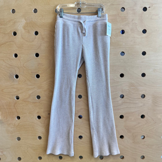 Cream Ribbed Drawstring Pants