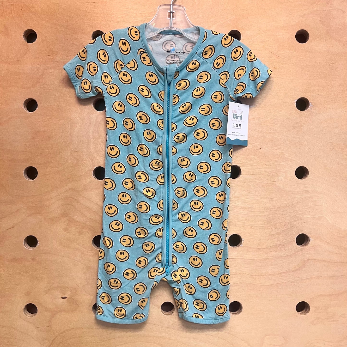Blue Happy Face Bamboo Zippy