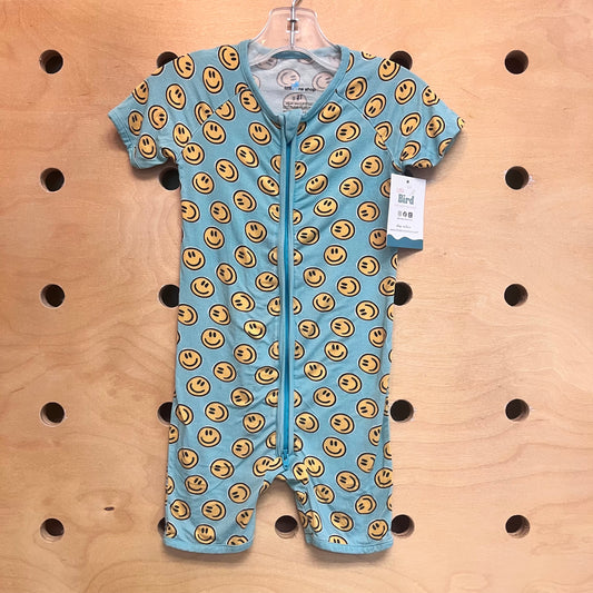 Blue Happy Face Bamboo Zippy