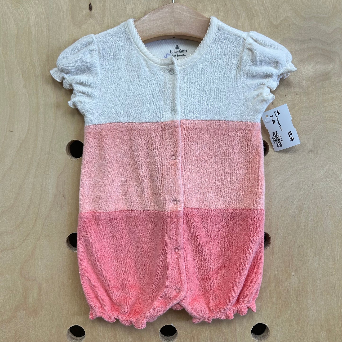 Cream & Pink Terry Romper