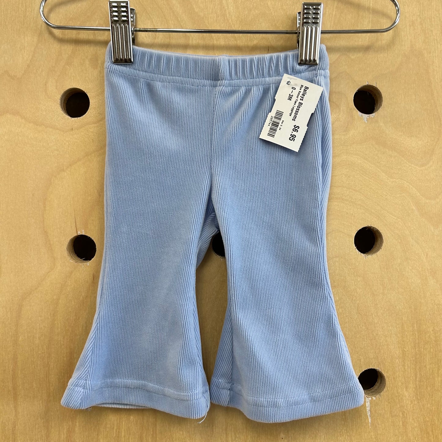 Blue Velour Flare Leggings