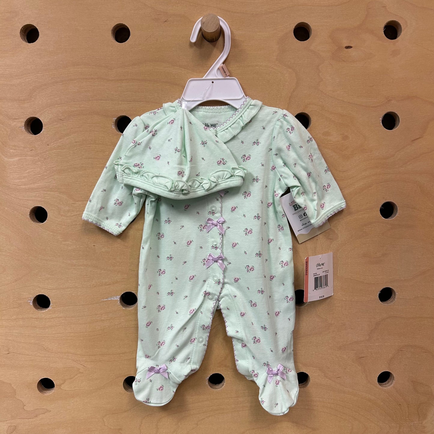Mint/Purple Floral Footie & Hat NEW!