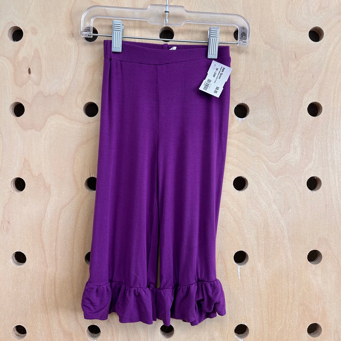 Purple Bamboo Ruffle Pants