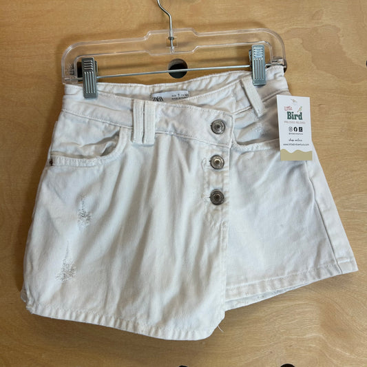 White Denim Buttons Skort