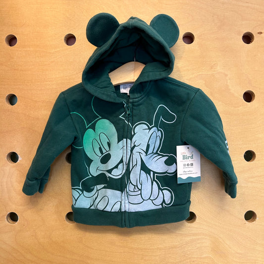 Green Mickey & Pluto Ears Zip Hoodie