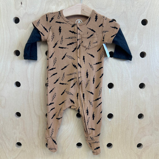 Brown + Black Lightning Bolts Romper