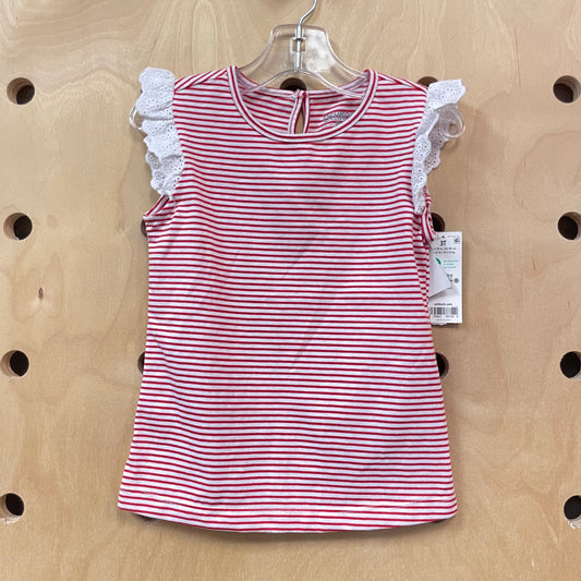 Red Striped Eyelet Sleeve Tee NEW!