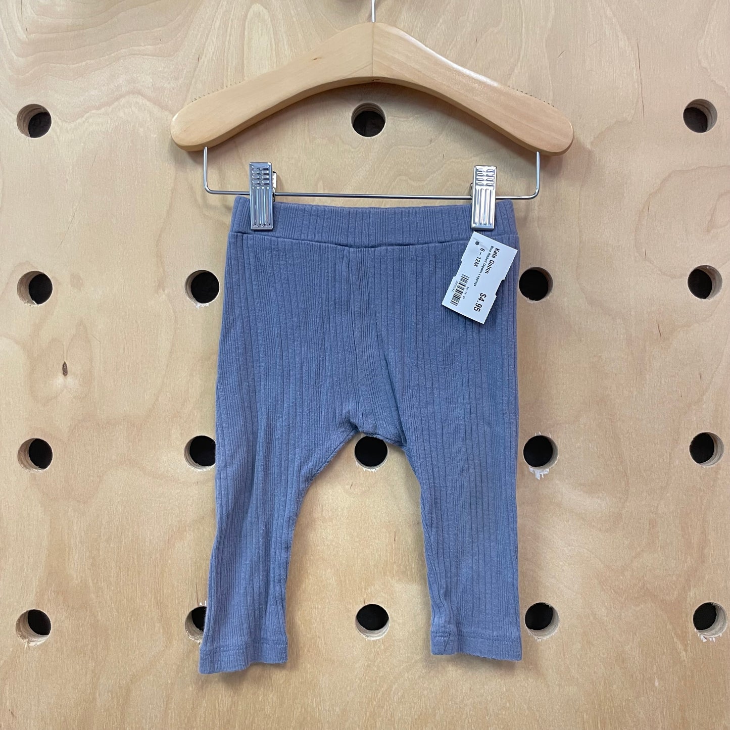 Blue Ribbed Organic Leggings
