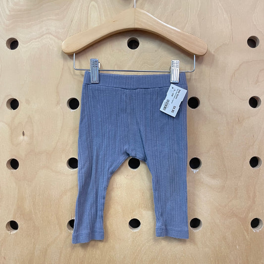 Blue Ribbed Organic Leggings