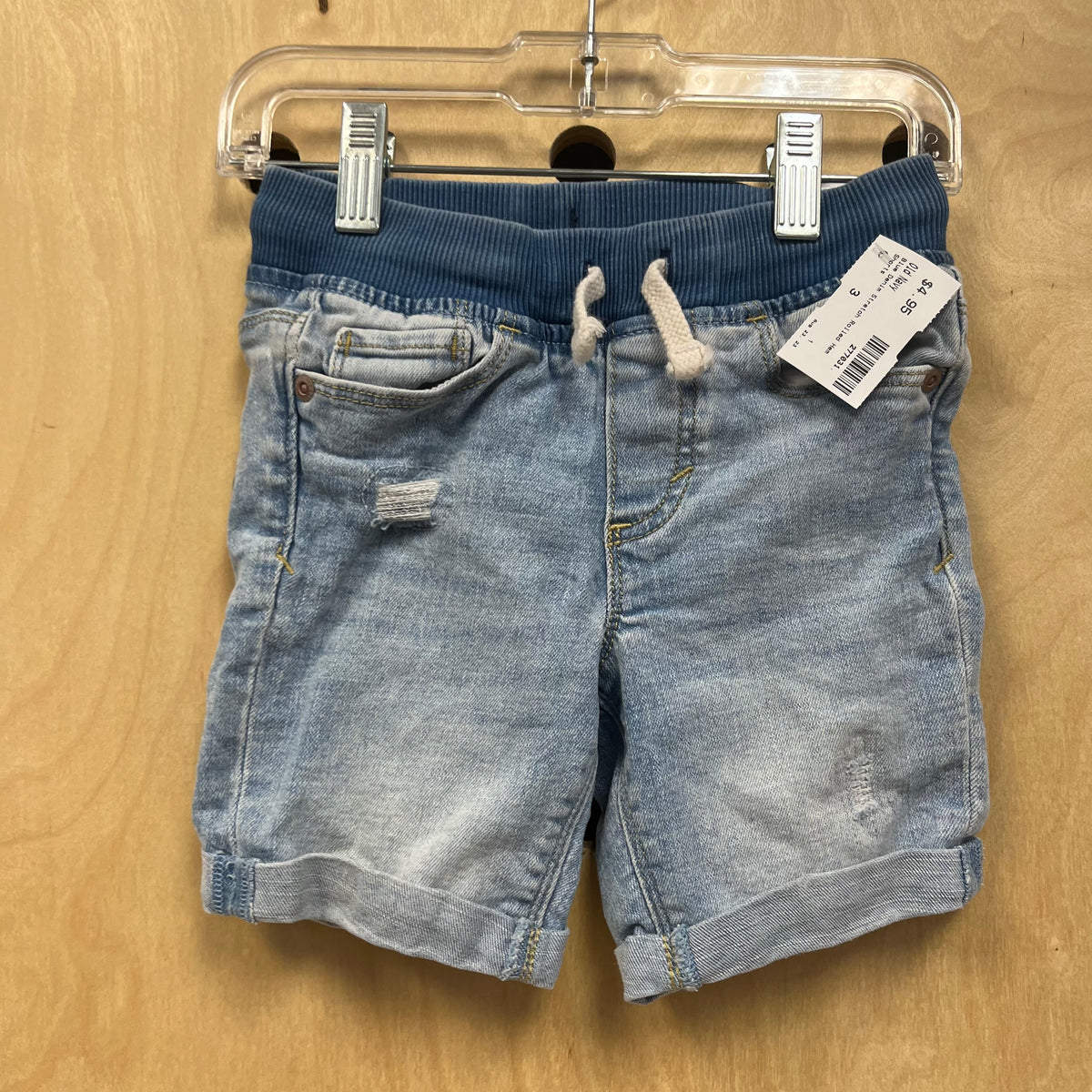 Blue Denim Stretch Rolled Hem Shorts