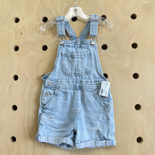 Light Wash Distressed Denim Overalls