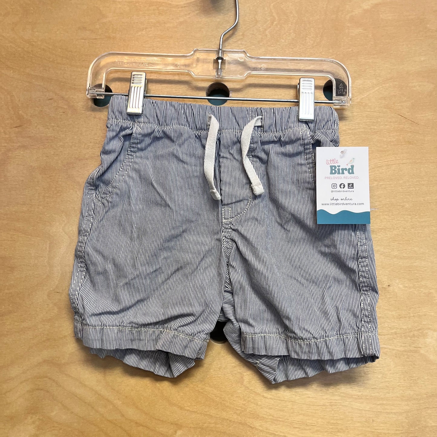 Blue/White Striped Drawstring Shorts