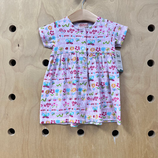 Pink Garden Button Dress
