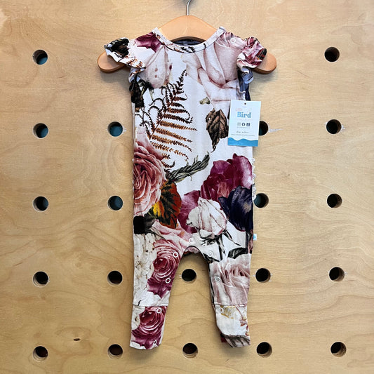 White Floral Bamboo Snap Romper
