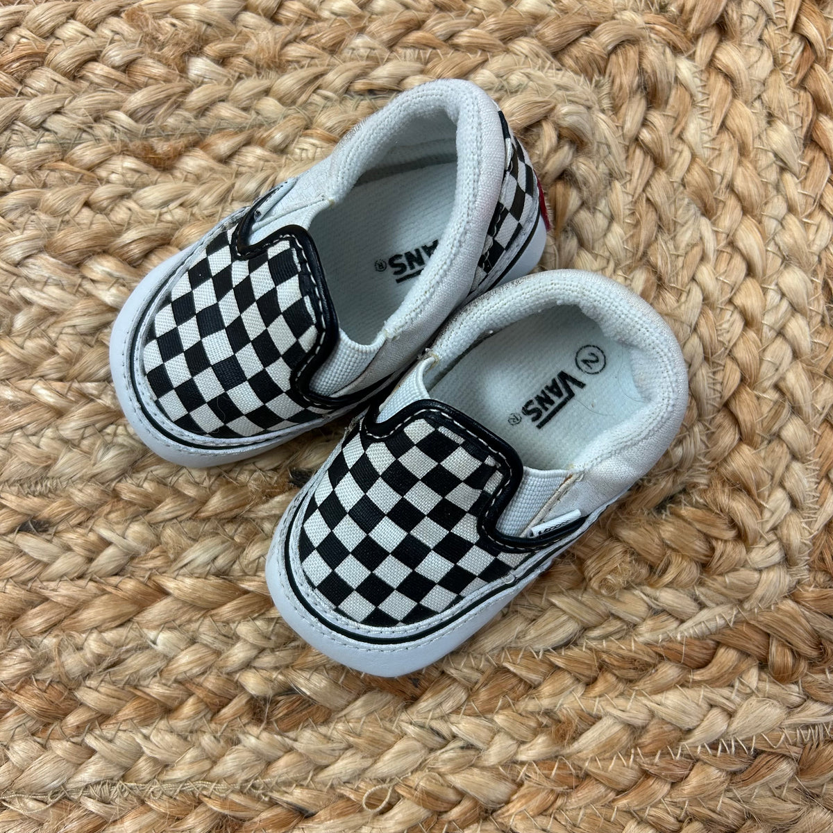 Black & White Checkered Crib Shoes