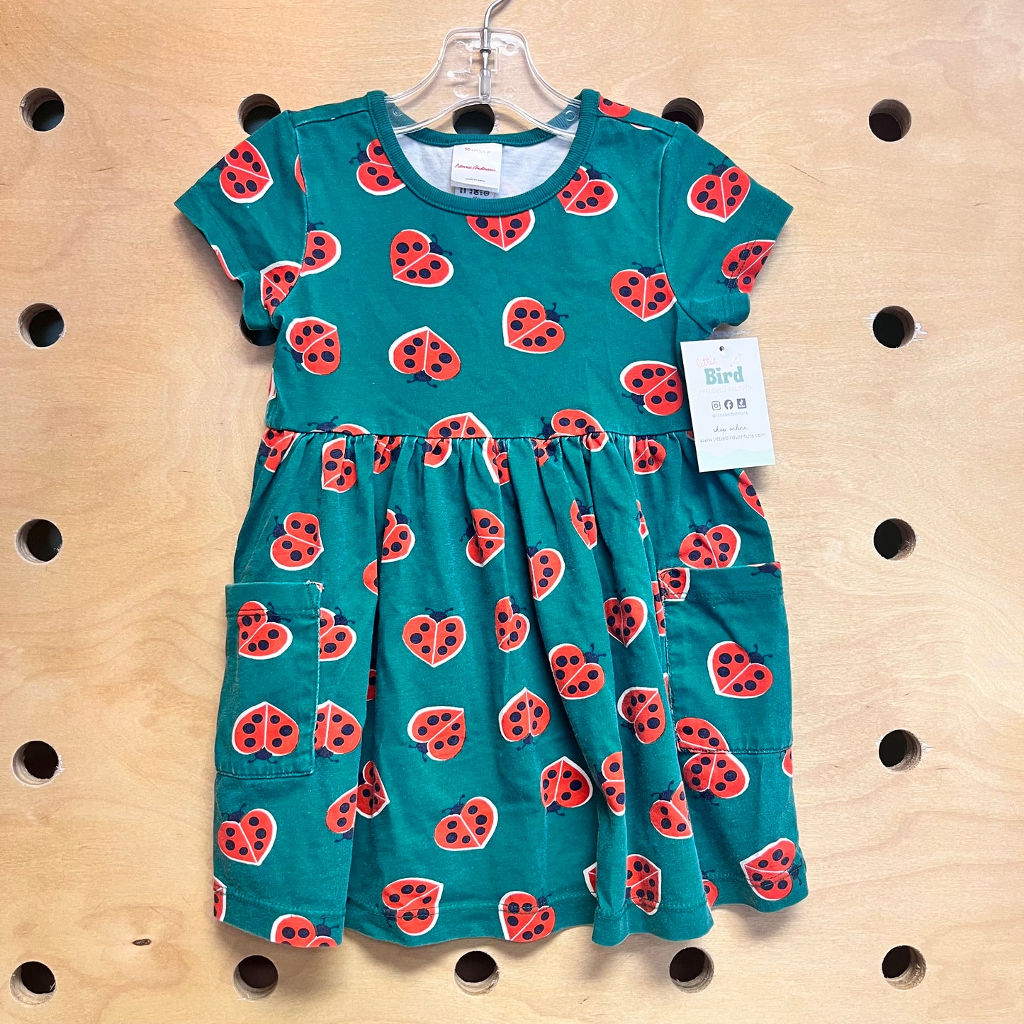 Green/Red Lady Bug Cotton Dress