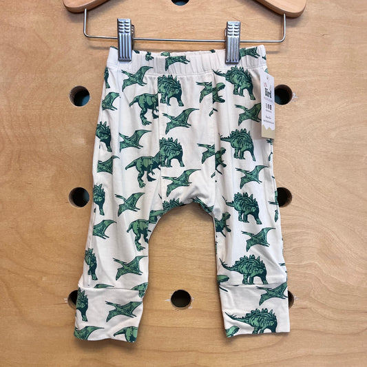 White/Green Bamboo Dino Pants