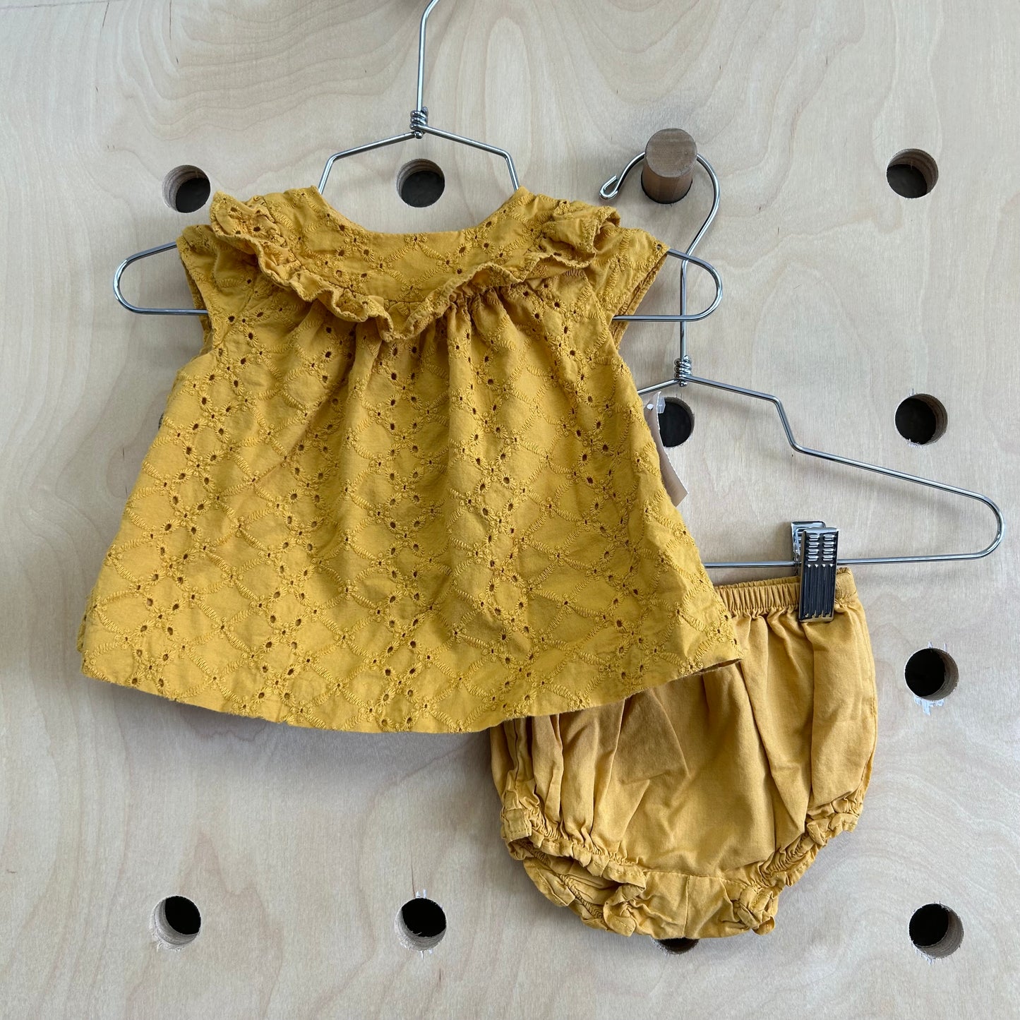 Mustard Eyelet Dress + Bloomers