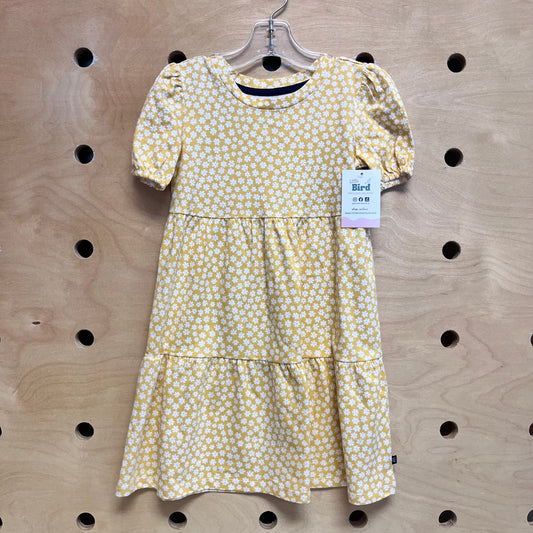 Yellow Floral Tiered Dress