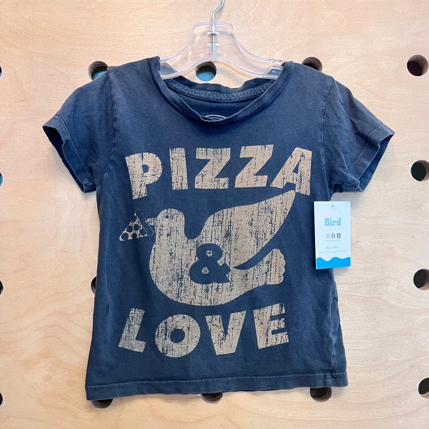 Grey 'Pizza & Love' Cotton Tee