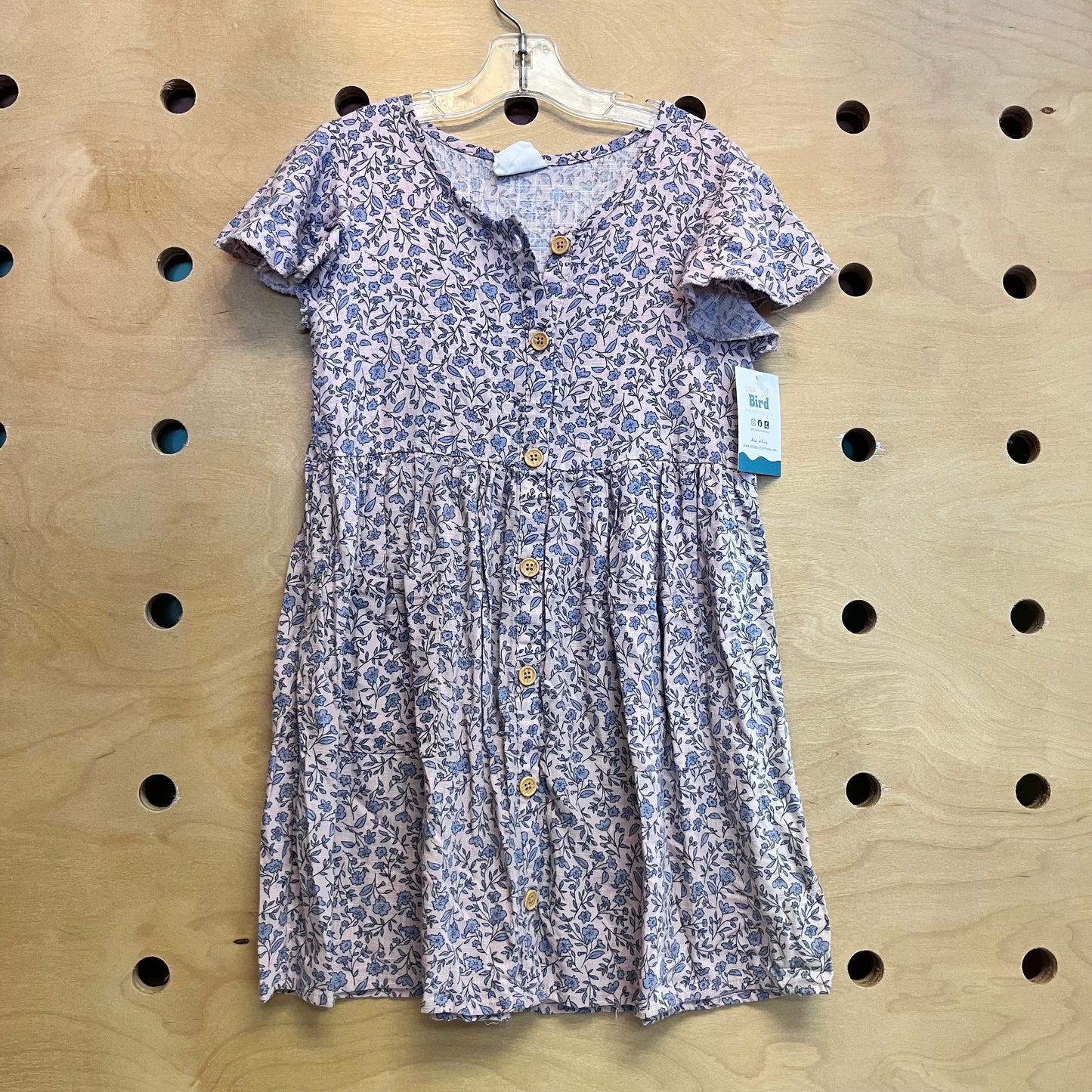 Pink/Blue Floral Bamboo-Linen Dress
