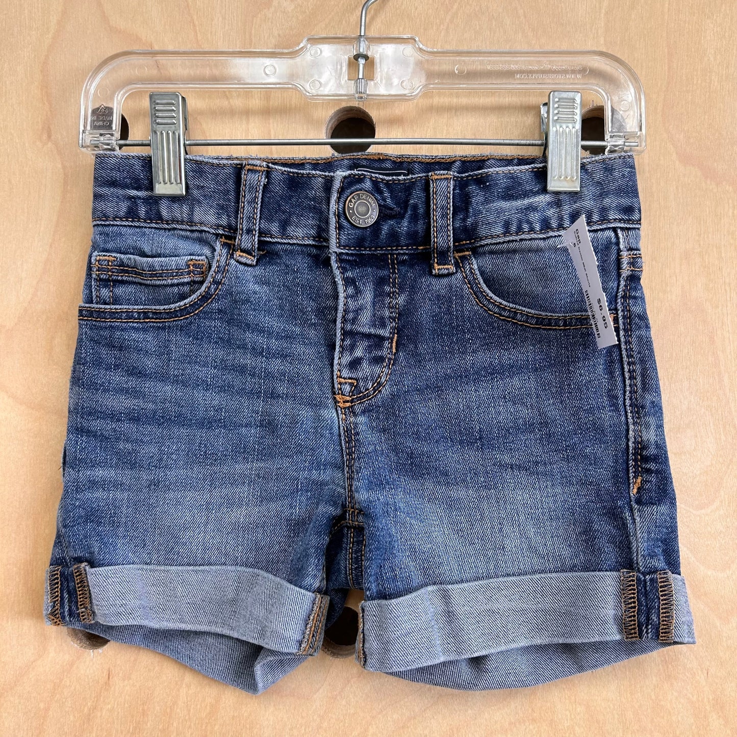 Cuffed Denim Midi Shorts