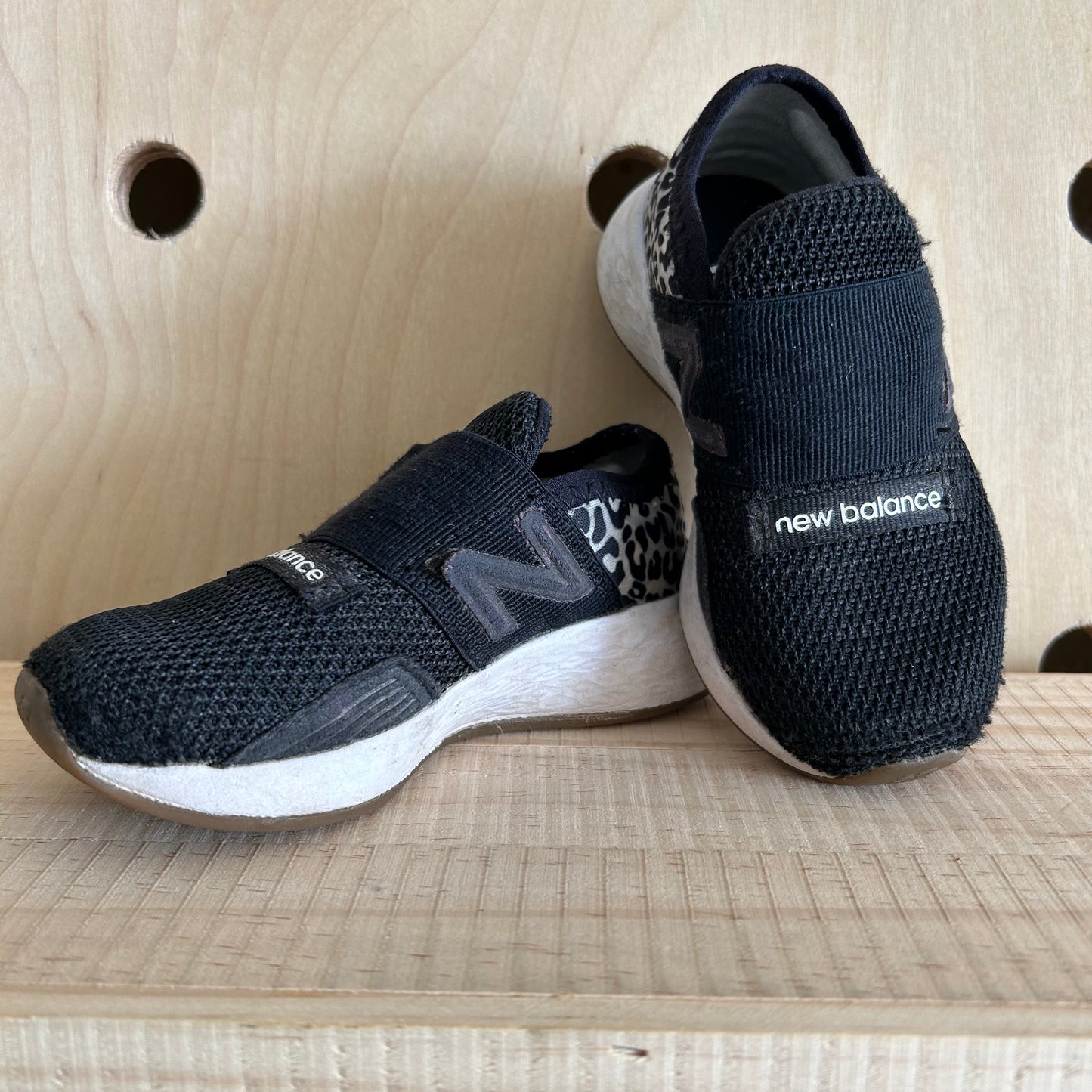 Black Leopard Mesh Slip On Sneakers