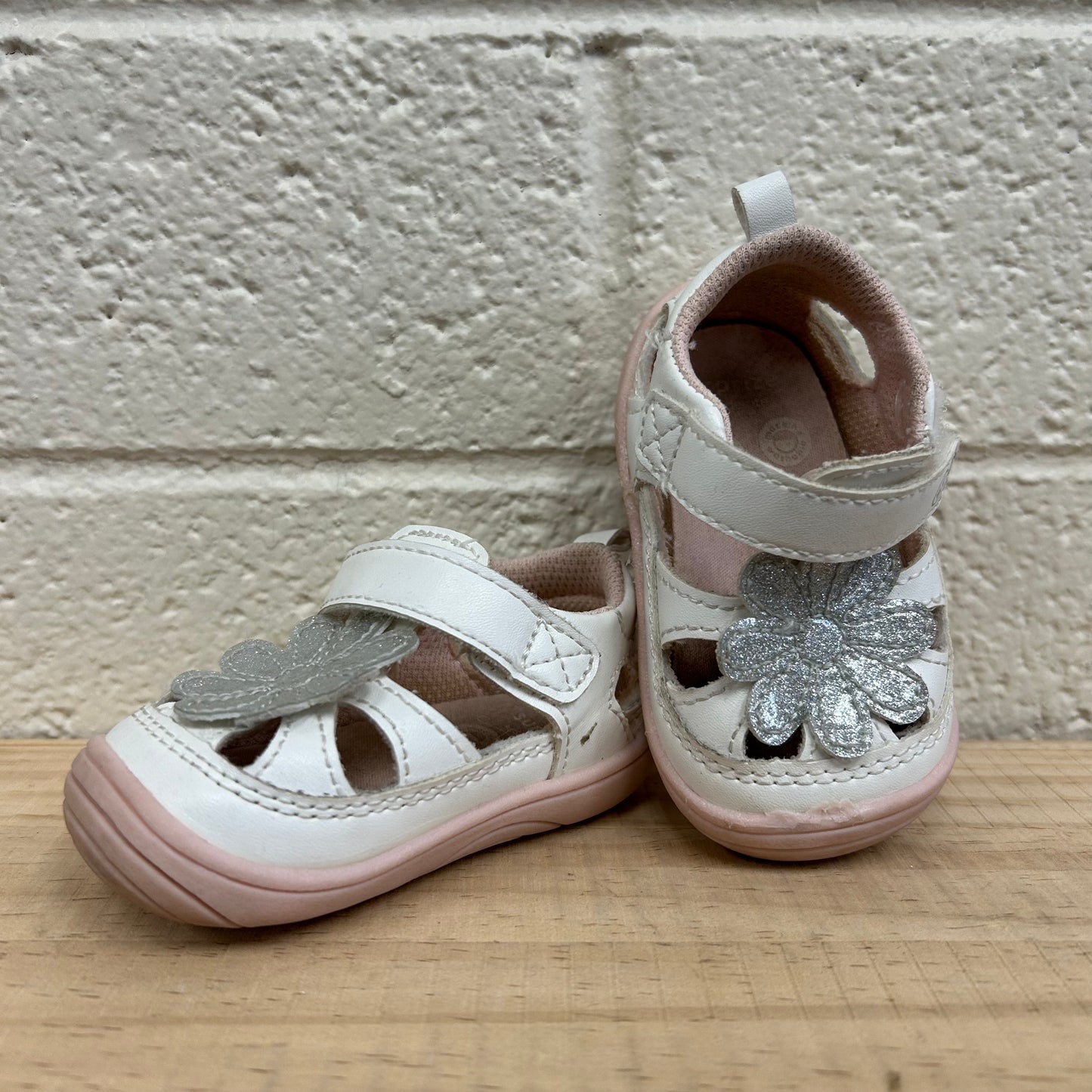 White & Silver Flower Sandals