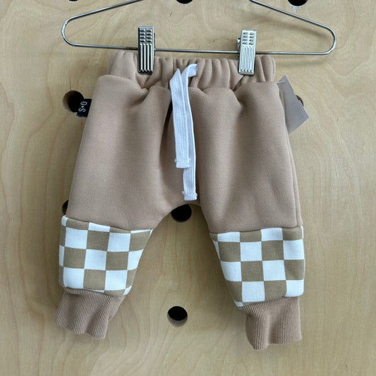 Beige Checkered Joggers