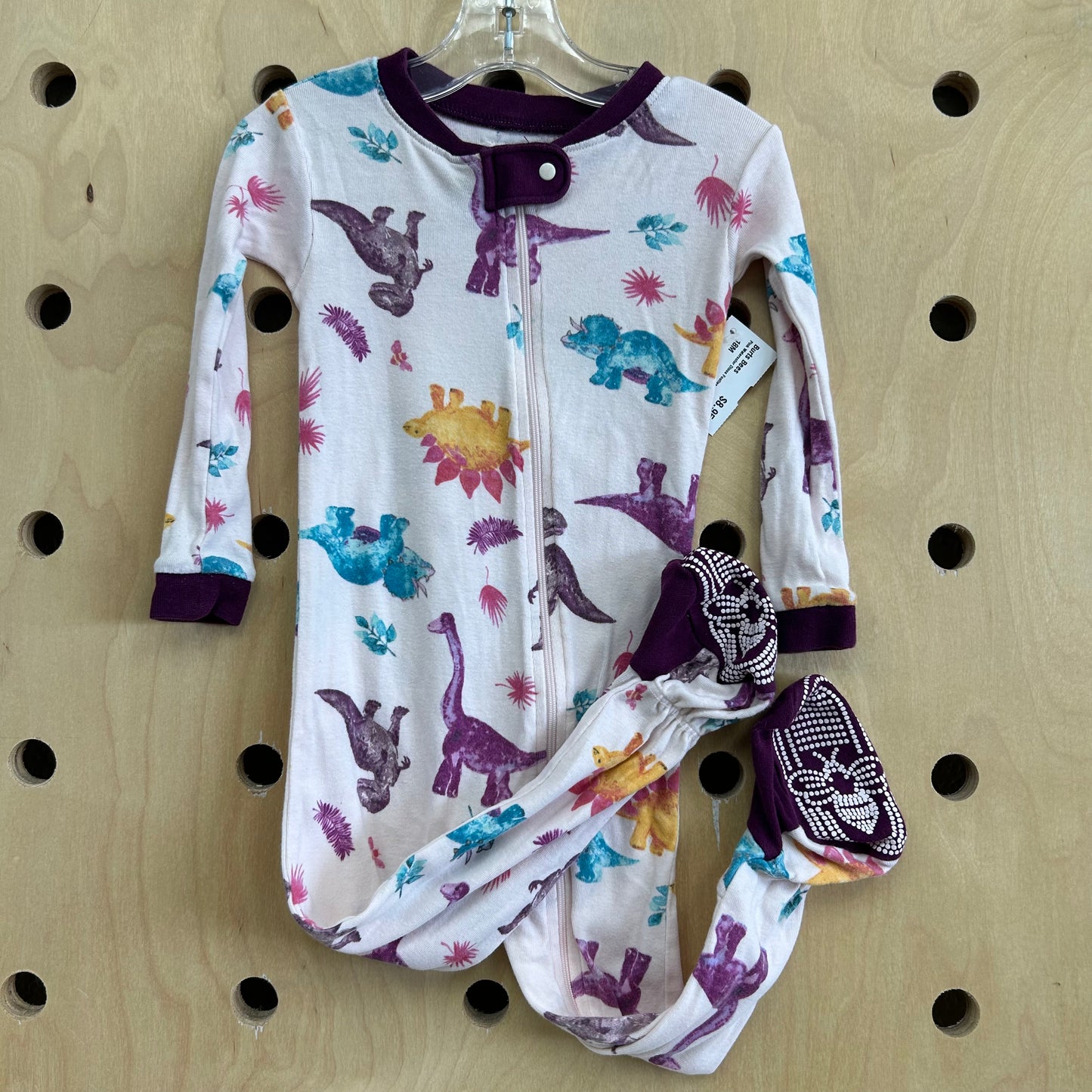 Pink Watercolor Dinos Footies