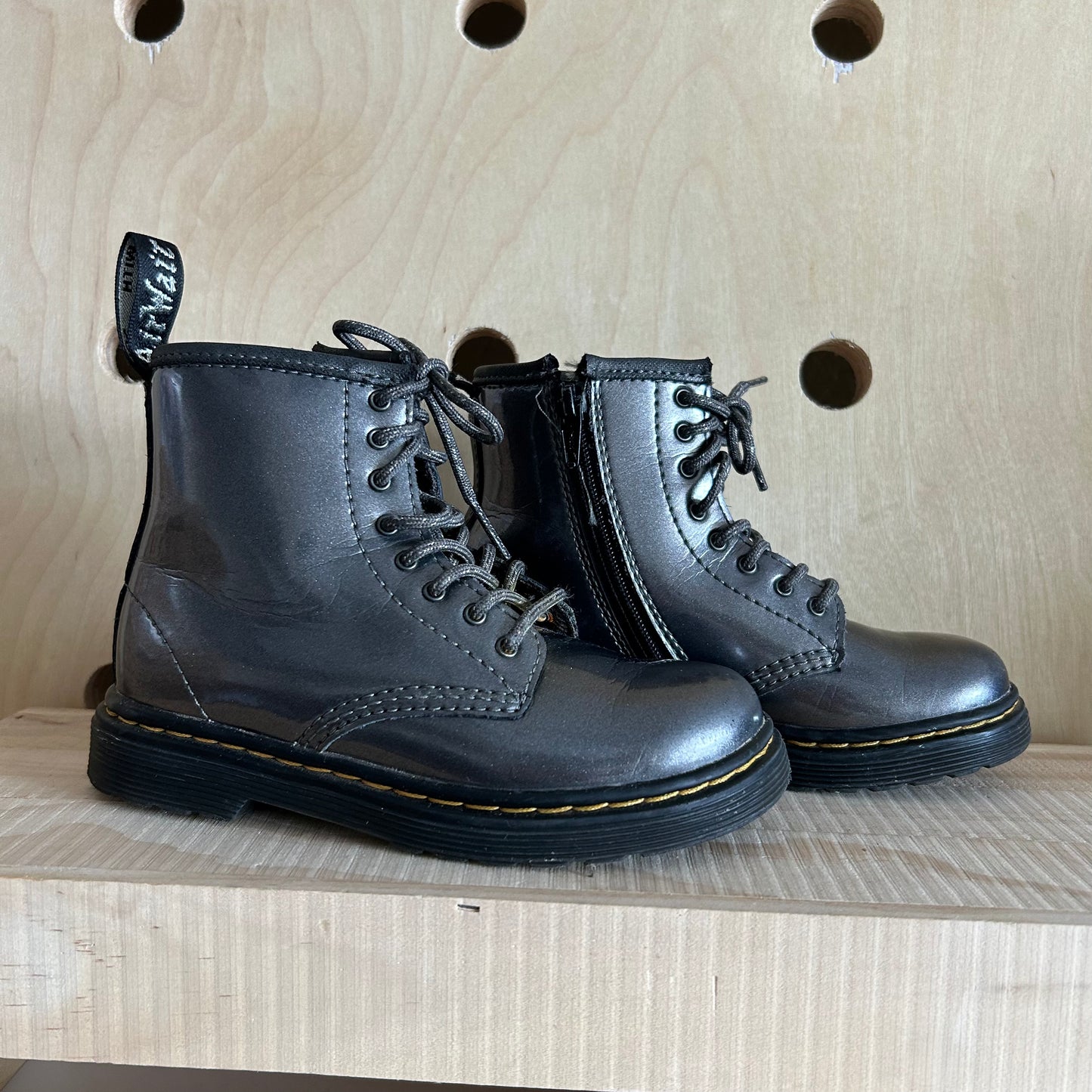 8-Eye Side Zippered Gunmetal Boots