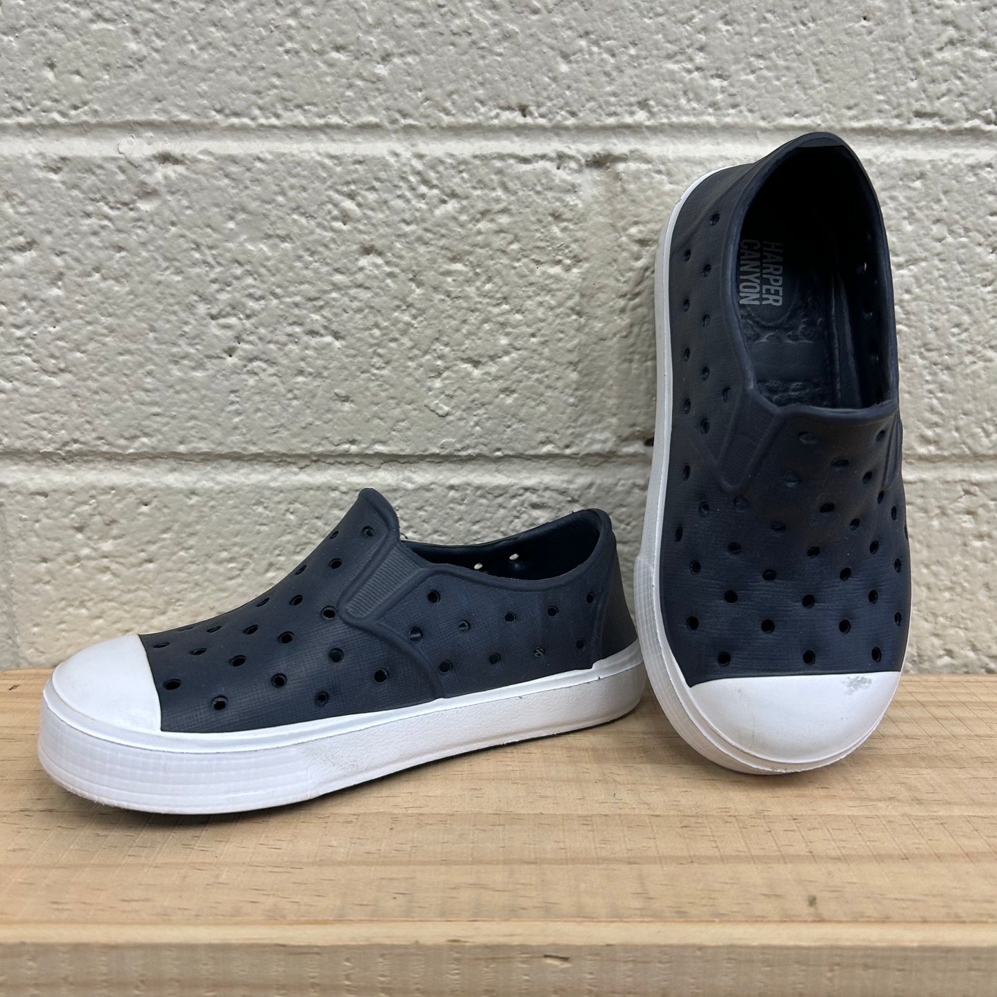 Blue & White Rubber Slip Ons