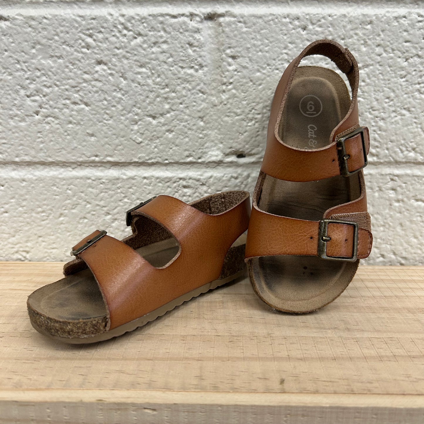 Tan Velcro Buckle Sandals