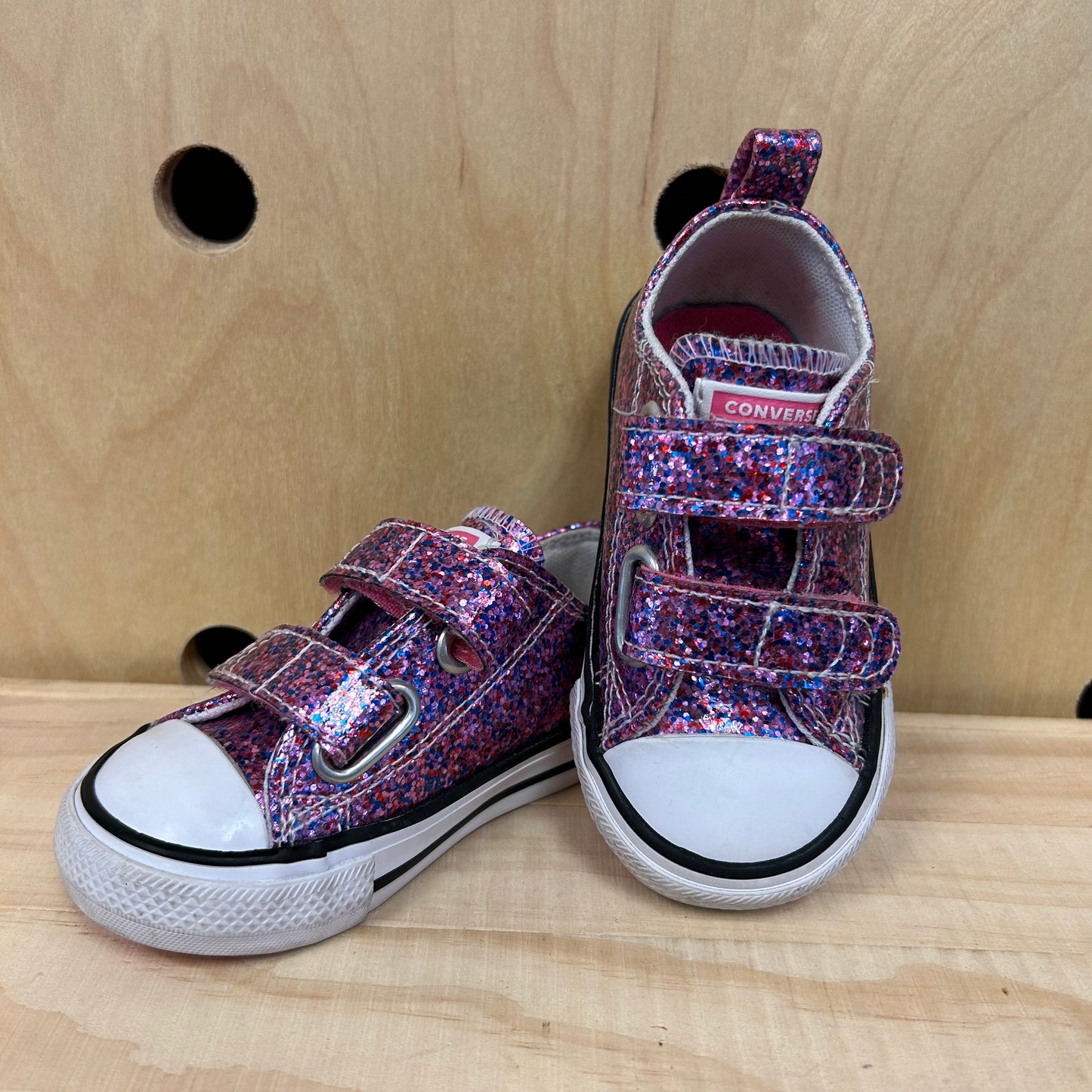 Purple Glitter Velcro Low Tops