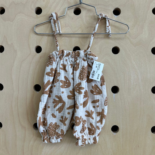 Cream & Brown Muslin Romper