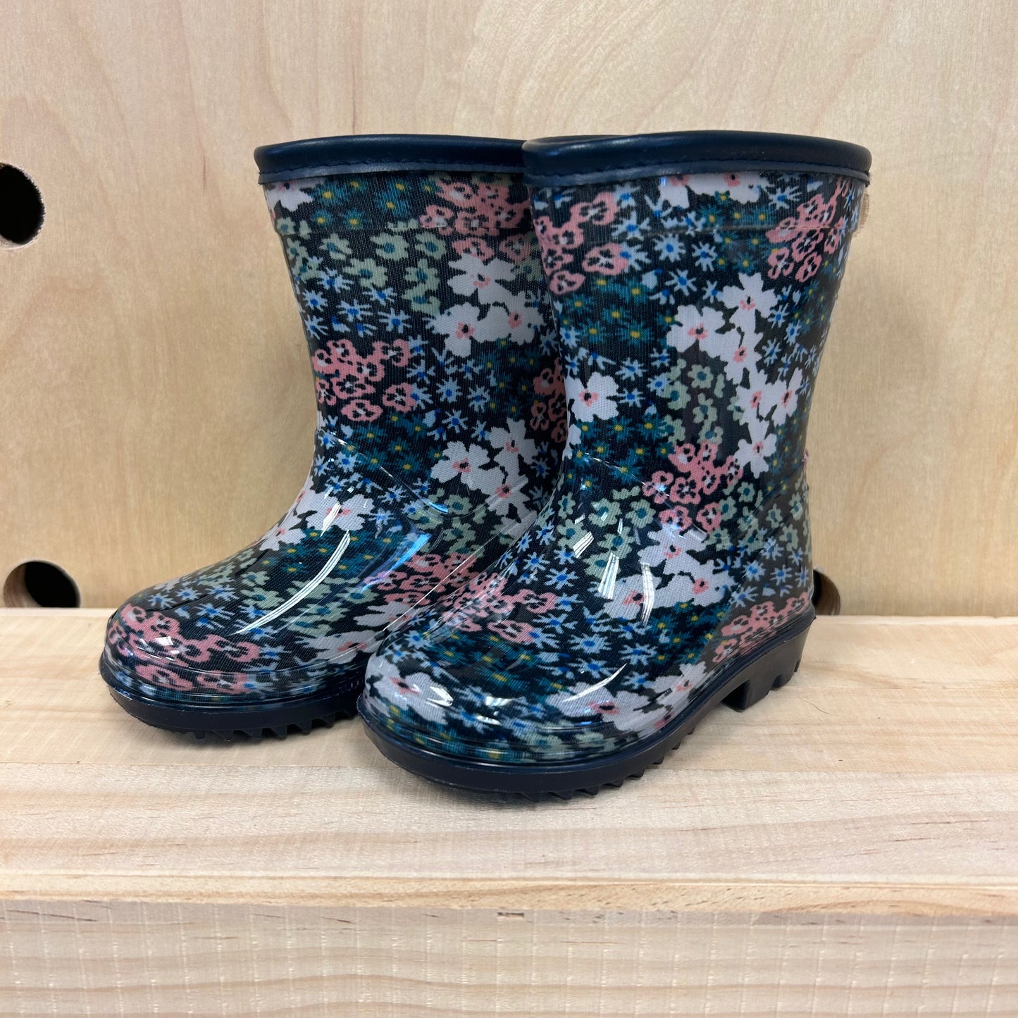 Blue Floral Rain Boots