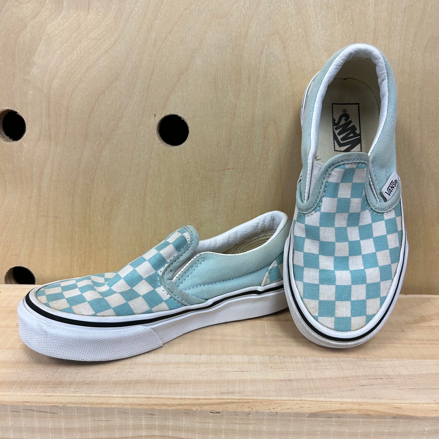 Blue& White Checkered Slip Ons